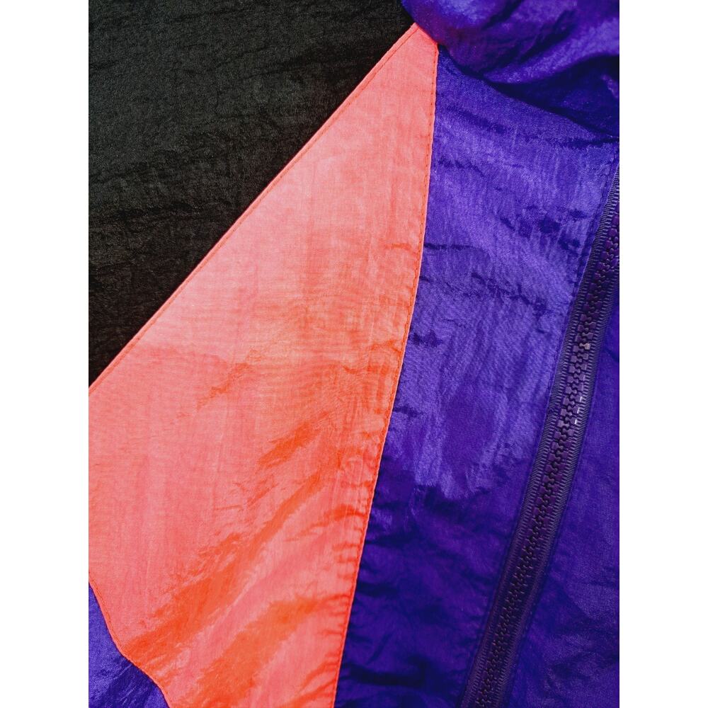 Asics Vintage Women's Pink Purple Black Color-Block 1/4 Zip Wind Breaker - Picture 8 of 13